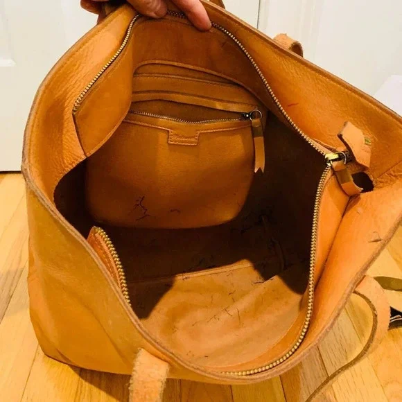 Madewell Brown Leather Zip-top Transport Tote Bag XL size - Picture 2 of 16